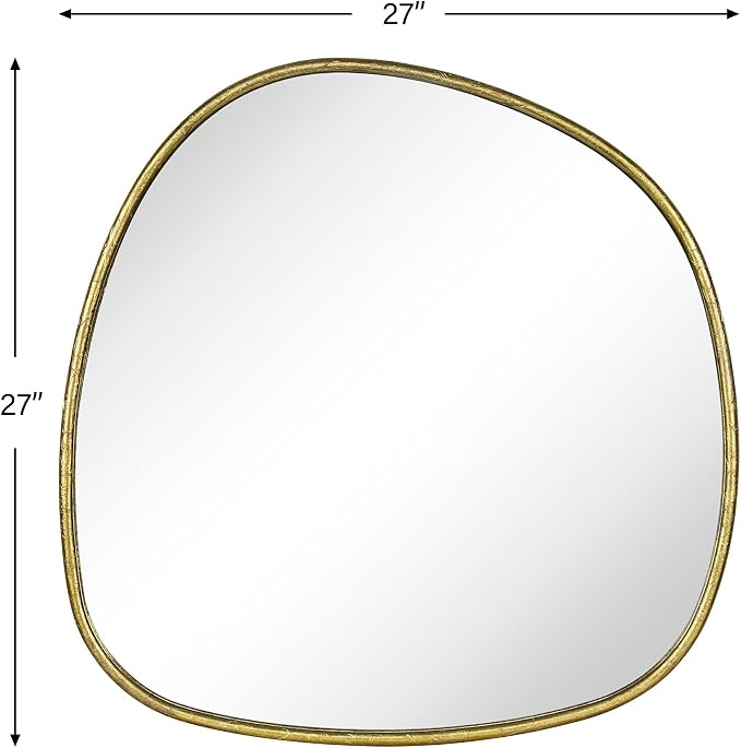 TEHOME Asymmetrical Irregular Shaped Antiqued Gold Foil Asymmetrical Accent Mirror Irregular Bathroom Wall Mirror