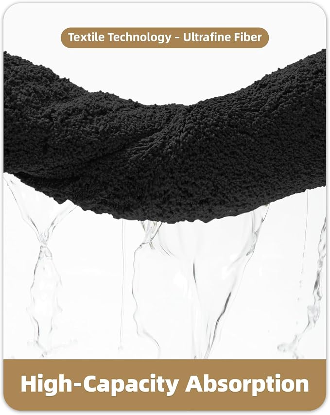 Color&Geometry Large Bath Mats for Bathroom Non Slip, 24"x36" Black Bathroom Rugs, Absorbent, Soft, Washable, Microfiber Bath Rug Shower Mat