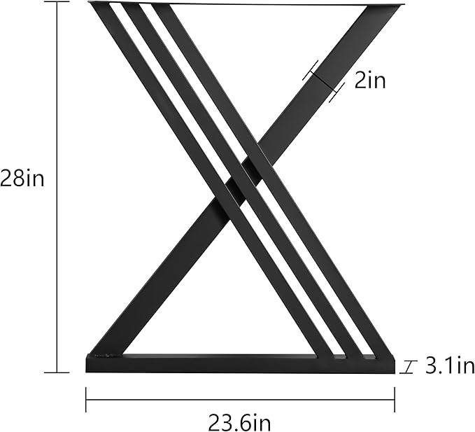 Metal Table Legs, Triangle Shape Industrial/Modern Heavy Duty Dining Table Legs Set of 2 (28.3'H 23.6'W)