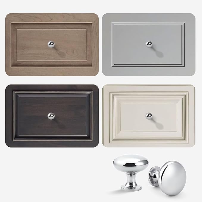 50 Pack Polished Chrome Cabinet Knobs Drawer Knobs Dresser Knobs,Solid Round Kitchen Cabinet Pulls for Dresser Drawers,1-3/16 Inch(29.5mm) Drawer Pulls