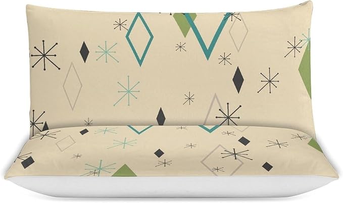 Modern Mid Century Duvet Cover, Vintage Geometry Bedding Sets Soft Comforter Cover，Aesthetic Abstract Art Bedding 3 Piece (1 Duvet Cover 90"x90" + 2 Pillow Sham 20"x30")
