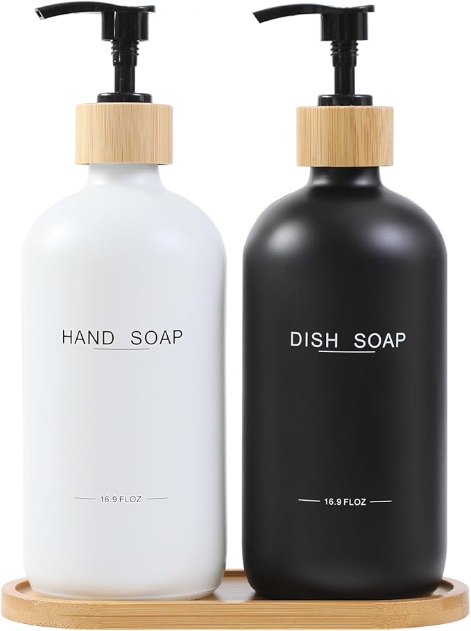 Black and White Soap Dispenser, Dish Soap Dispenser for Kitchen Decor(Black&White)
