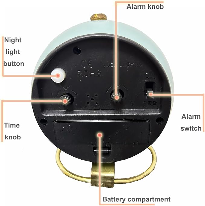 SHISEDECO Small Tableclocks Classic Non-Ticking Tabletop Alarm Clock with Backlight, Battery Operated Astronaut Deskclock with HD Glass for Living Room Bedroom Bedside Indoor Decor (Black Gold)