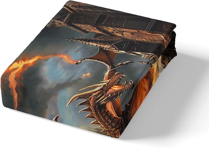 3D Western Dragon Duvet Cover Set Full Size,Fire Modern Castle Fashion Retro Bedding Set,Boys Men Room Decor,Wildlife Ancient Animal Comforter Cover,Grey Quilt Cover,2 Pillowcases(No Filler)