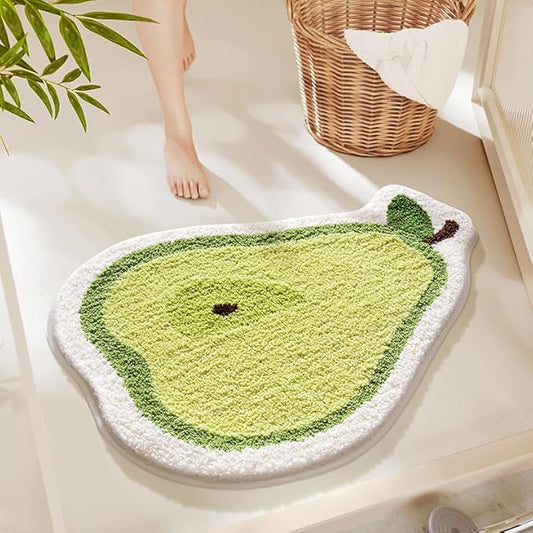 Ankah Fruit Bath Mats Cute Bathroom Rugs, Particularly Absorbent, Very Soft, and Dry Fast That Fits for Kid's Room, Bathroom or Other Room, 20.9" x 28.4", Pear
