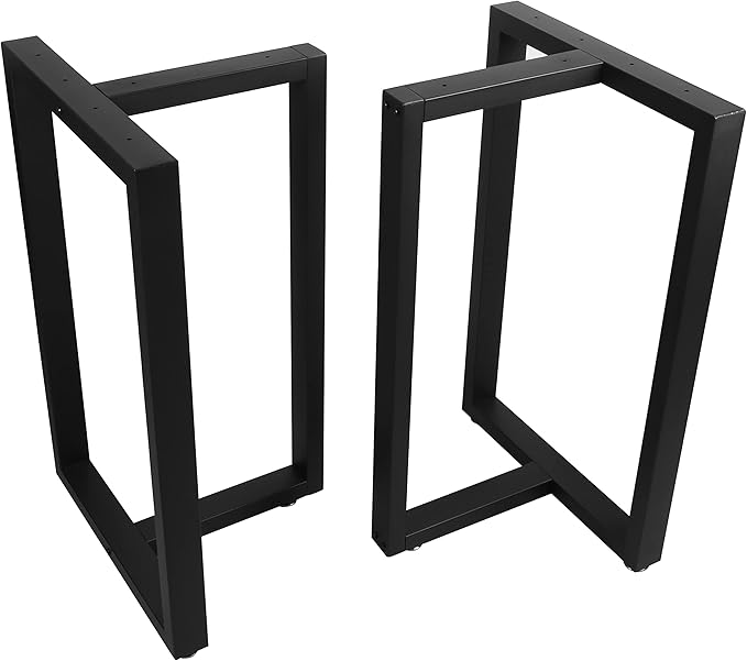 Metal Table Legs Desk Legs, Heavy Duty Square Tube Iron Desk Legs, DIY Furniture Legs for Dining Table, Coffee Table, Computer Desk, Workbench, Meeting Room Table, 28”H x 17.7”W, Set of 2, Black (T)