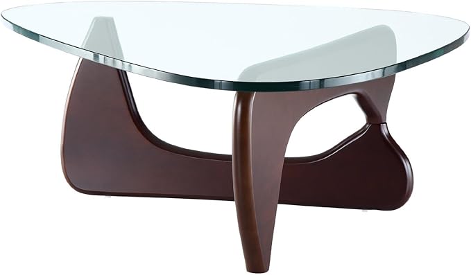 EMODERN FURNITURE eMod - Noguchi Triangle Coffee Table Glass Top (Dark Walnut)