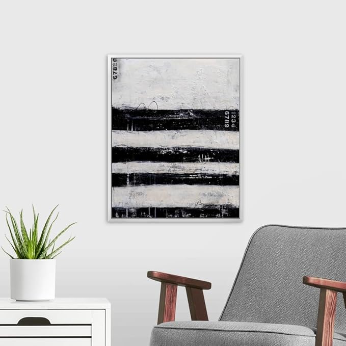 CANVAS ON DEMAND Four Roads Silver Float Framed Canvas Wall Art Print by Erin Ashley, Contemporary, Abstract, Home Decor, Modern Abstract, Artwork,16" x20in