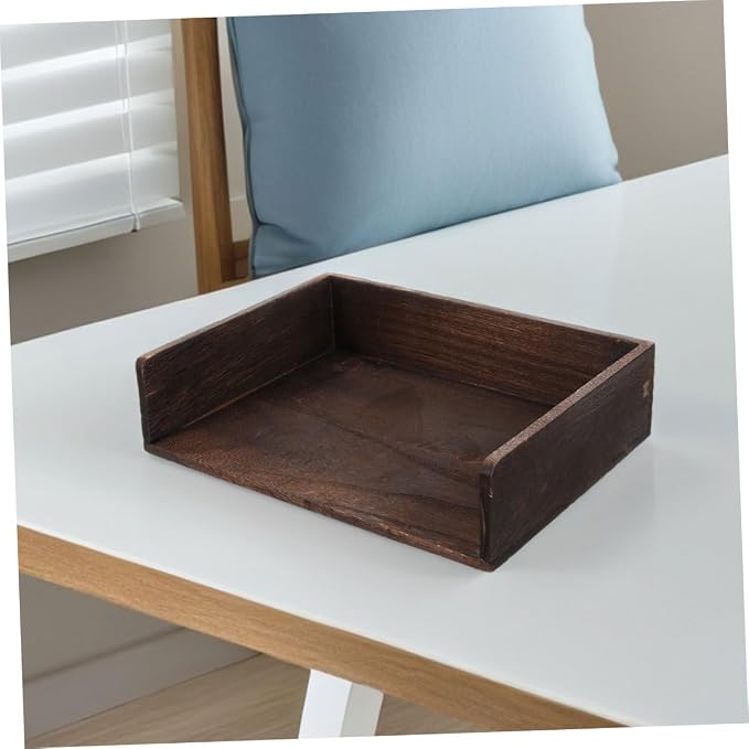 KALLORY 2pcs Vintage Solid Wood Desk Organizer Natural Wood Desktop Storage Shelf for Office Supplies Books Stationery Rustic Design for Home Study Room