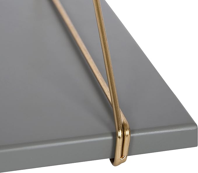 Kate and Laurel Vista Wood and Metal Wall Shelves, 2 Piece Set, Gray and Gold