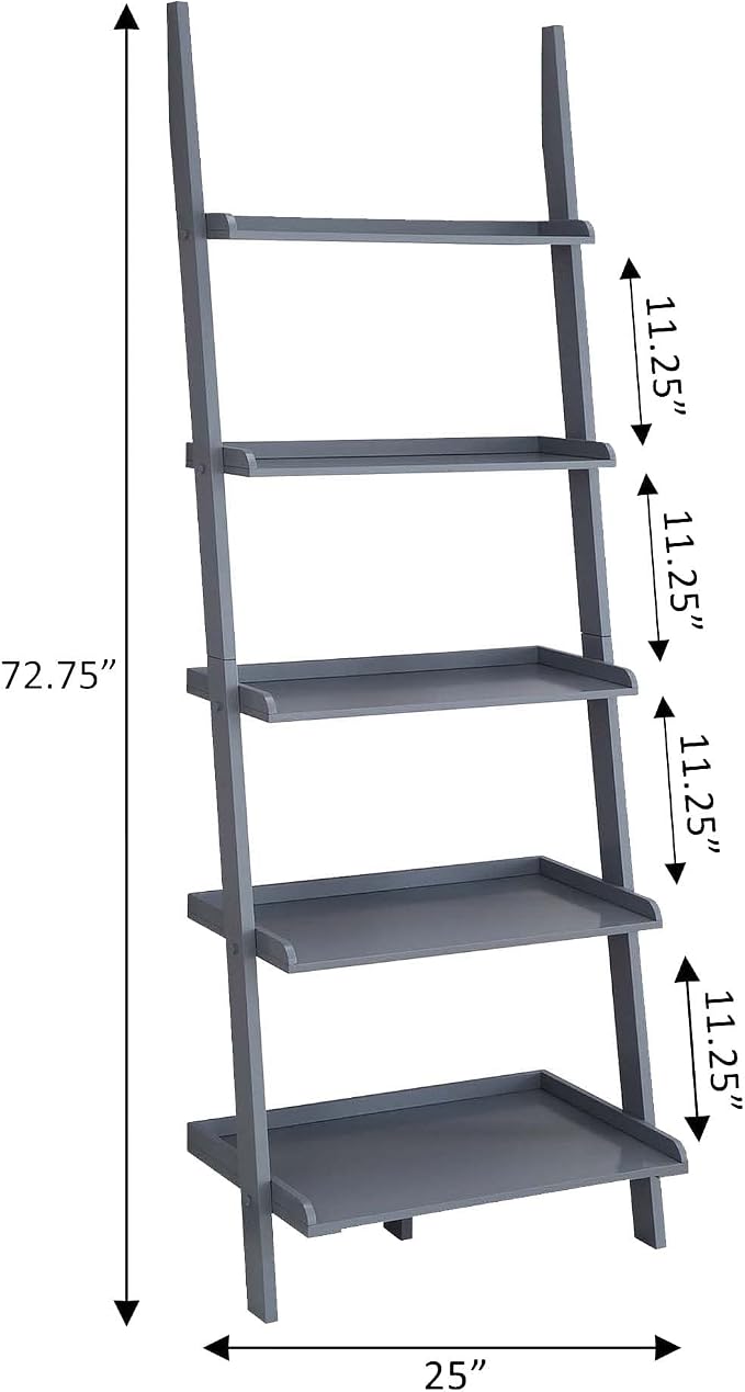 Convenience Concepts American Heritage Bookshelf Ladder, Gray
