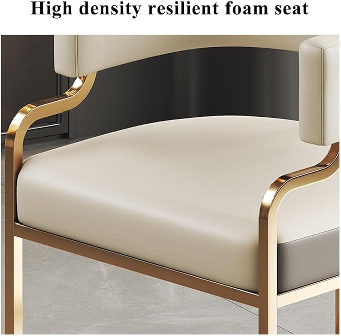 YCKEGEW Leather Modern Tub Chair Upholstered Armchair for Living Room,Dining Room Chairs Guest Chairs for Reception Single Sofa Chair with Golden Metal Legs(White)