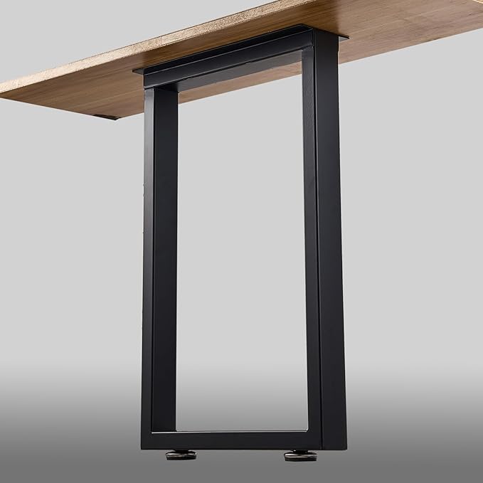 Metal Table Legs 28 Inch Heavy Duty Desk Legs Dining Table Legs Black Metal Coffee Table Legs with Adjustable Feet Pads, Black, Set of 2
