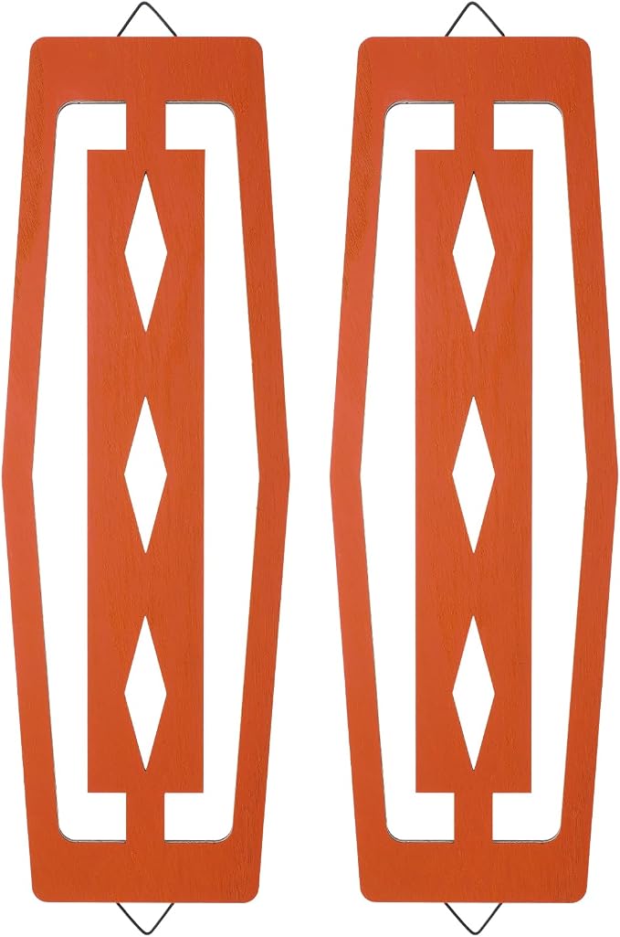 CroBlissful 2 Pcs Modern Mid Century Wall Art Wood Mid Century Elegance Decor Accents Abstract Wall Sculpture Geometric Panels for Interior Panel Art for Home Living Room(Orange)