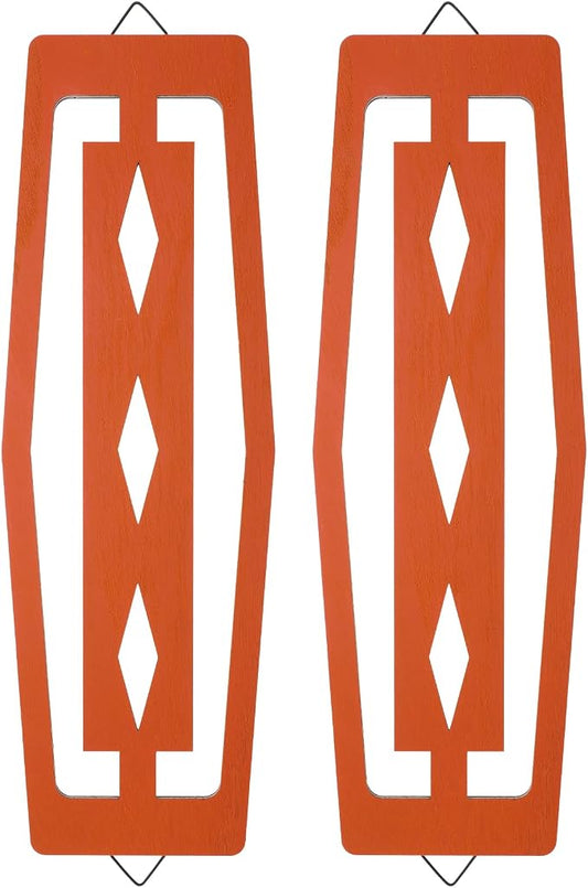 CroBlissful 2 Pcs Modern Mid Century Wall Art Wood Mid Century Elegance Decor Accents Abstract Wall Sculpture Geometric Panels for Interior Panel Art for Home Living Room(Orange)