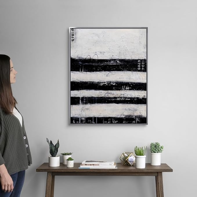 CANVAS ON DEMAND Four Roads Silver Float Framed Canvas Wall Art Print by Erin Ashley, Contemporary, Abstract, Home Decor, Modern Abstract, Artwork,24" x30in