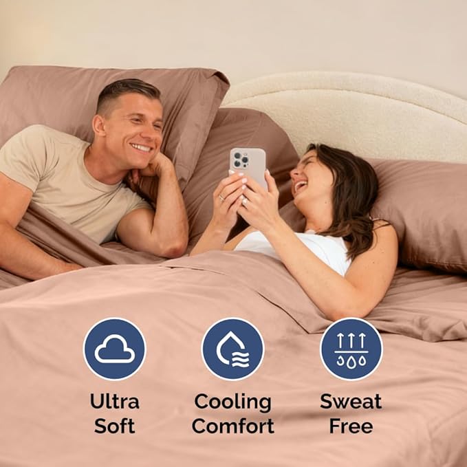 Flex Top Split Head King 4 Piece Sheet Set - Ultra-Soft, Breathable & Cooling Bed Sheets Set - Hotel Luxury Bedding for Women & Men with Deep Pockets - Wrinkle Free & Fade Resistant - Oeko-Tex - Mauve