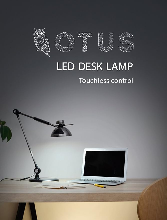 OTUS Desk Lamp Bundle for Home Office, Gesture On Off Architect Swing Arm Plus LED Desk Lamp with Wireless Charger, Touch Dimmable, 3 Color Temps, Eye Care Lighting for Study, Reading, Video Calls