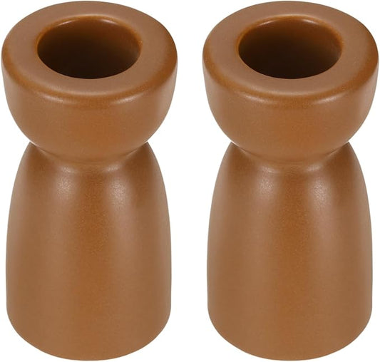 uxcell 2 Pack Candlestick Holder Brown Ceramic Taper Candle Holder Candle Stand Holders Modern Style Decoration for Centerpiece Tabletops Anniversary