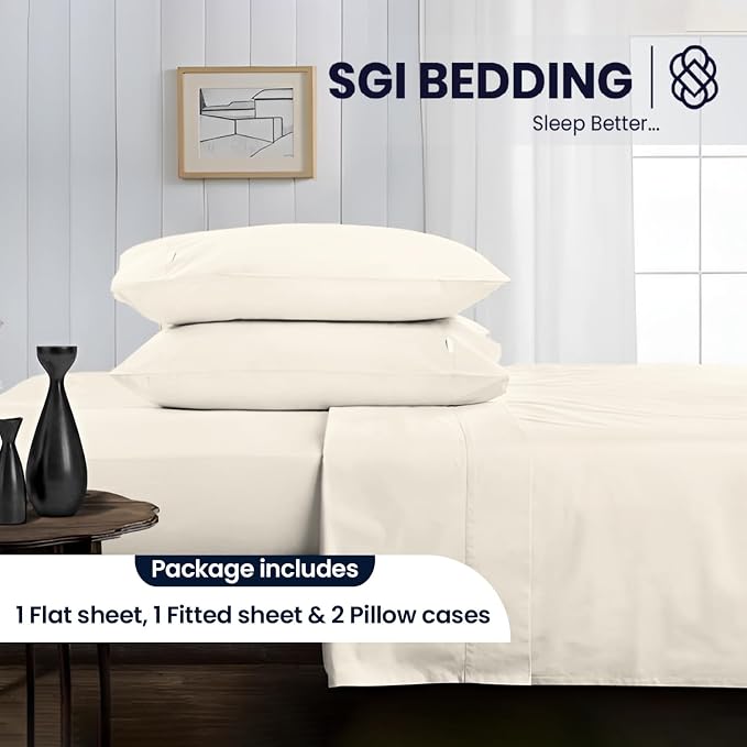 SGI bedding 100% Egyptian Cotton Sheets RV King Size – 600 Thread Count Sheets Set, Soft, Cooling, 15" Deep Pocket, Luxury Hotel Bedding, Breathable, Durable - Butter