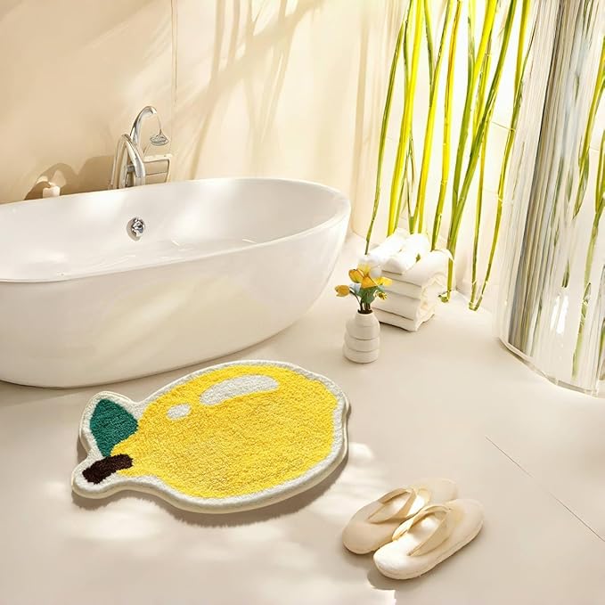 Ankah Fruit Bath Mats Cute Bathroom Rugs, Particularly Absorbent, Very Soft, and Dry Fast That Fits for Kid's Room, Bathroom or Other Room, 19.7" x 31.5", One Lemon