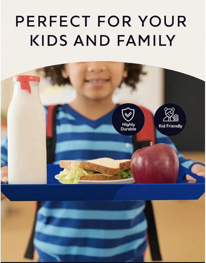 Melamine Serving Tray with Handles, Chip and Break-Resistant, Durable and Kid-Friendly Food Tray for Indoor and Outdoor, Dishwasher Safe, Cobalt/Navy - Thomas Fuchs Creative