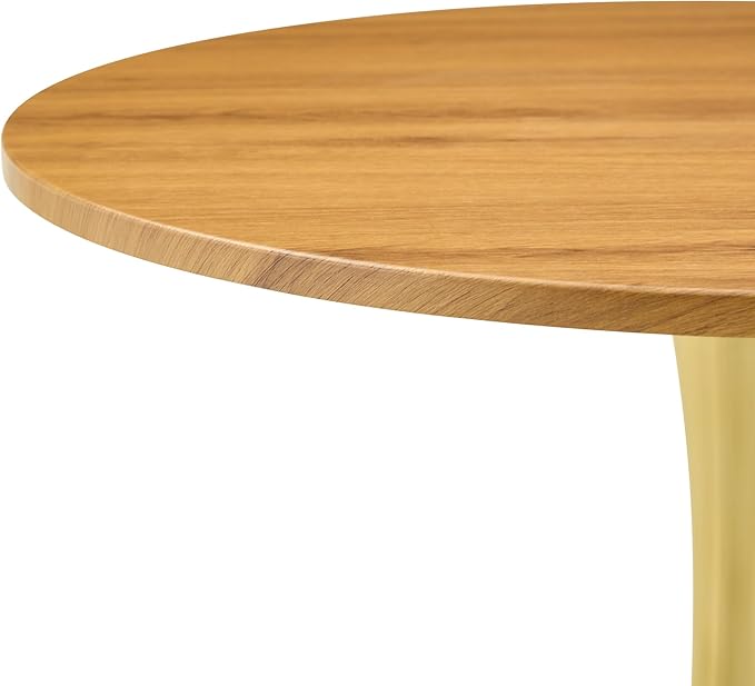 31.5 Inch Small Round Dining Table for 2-4 Person, Circle Tulip Table with Faux Wood MDF Top and Gold Metal Base,Mid Century Modern Bistro Table for Kitchen, Small Places,Living Room, Cafe