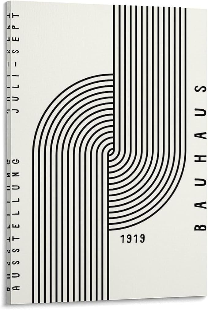 Bauhaus Poster,black And White Print,Abstract Art,Minimalist Canvas Wall Art Print Poster For Home School Office Decor Frame-style 20x30inch(50x75cm)