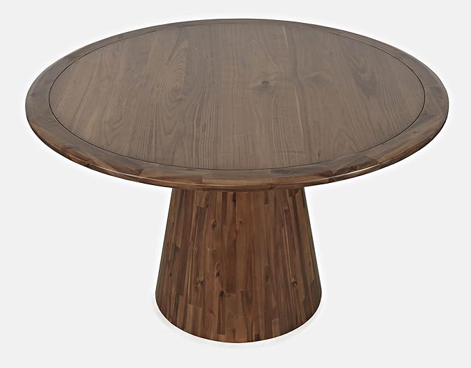 Jofran Nash Mid-Century Modern Round Pedestal Dining Table for Kitchen or Dining Room, Walnut, 30" Dining Height