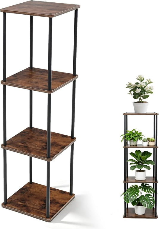 Vigordream Plant Stand Indoor Outdoor Tier Metal Plant Shelf Tall Pedestal Stand Flower Pot Stands Multiple Planter Support Rack for Corner Living Room, Balcony, Garden Patio (Retro Brown, 47.4INCH)