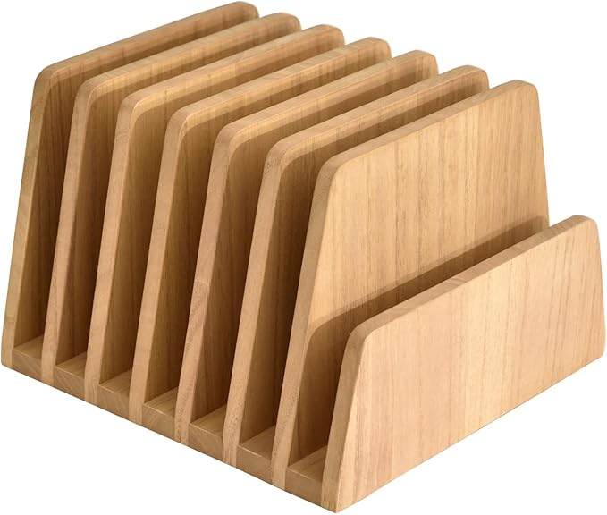 KIRIGEN Wooden Desk Mail Organizer, 7-Slot File Holder and Letter Sorter Wood Document Hlder for Mail, Folders, Bills, Papers, Home Office, Classroom, Countertop, No Assembly Natural 7KWJJ-NA