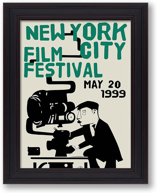 1999 NYC Film Festival Canvas Poster Vintage New York Movie Wall Art Modern Trendy Minimalist Abstract Prints for Apartment Bedroom Dorm Wall Decor 08x10 inch Vintage Framed