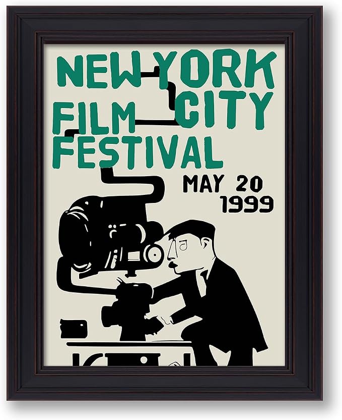 1999 NYC Film Festival Canvas Poster Vintage New York Movie Wall Art Modern Trendy Minimalist Abstract Prints for Apartment Bedroom Dorm Wall Decor 016X20 inch Vintage Framed