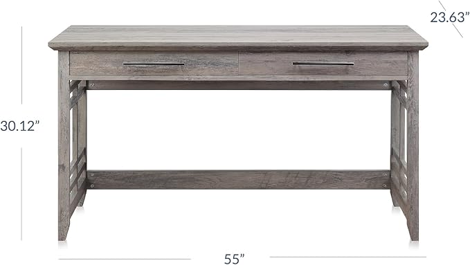 BELLEZE Modern Simple Home Office Computer Laptop Writing Desk Wood Study Table Workstation with Drawers - 55 Inch - Norrell (Gray Wash)