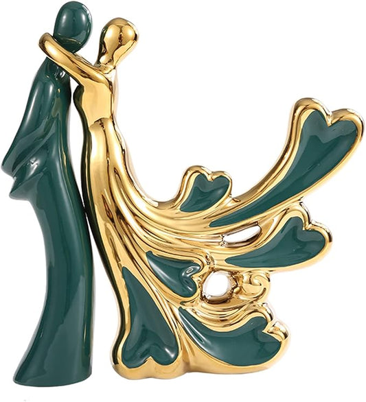 Couple Statue - Abstract Ceramic Dancing Couple Figurine, Romantic Love Statue for Modern Home Decor, Living Room, Bedroom, Shelf, Office, Perfect Wedding, Anniversary & Housewarming Gift(Lovers)
