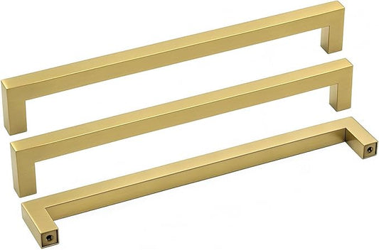 goldenwarm Brushed Brass Cabinet Pulls Brass Cabinet Hardware - LSJ12GD204 Kitchen Drawer Pulls 8 Dresser Drawer Handles 8in(204mm) Hole Spacing Furniture Hardware, 1 Pack