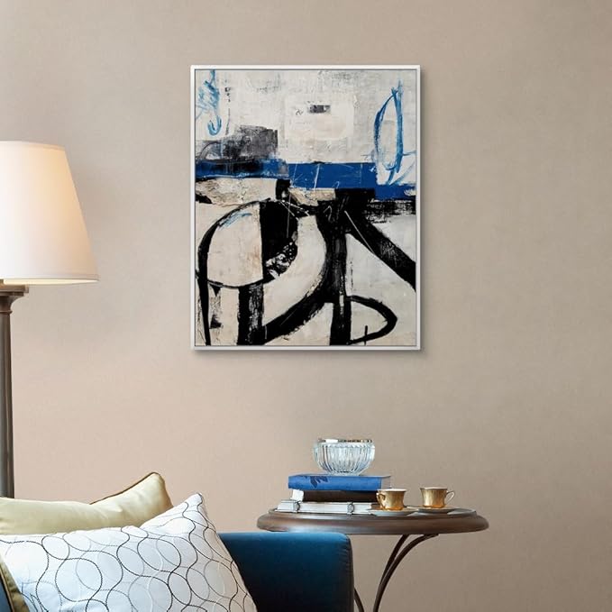 CANVAS ON DEMAND Twisted Emotions Black Float Framed Canvas Wall Art Print by Erin Ashley, Abstract, Contemporary, Home Decor, Modern Abstract, Artwork,24" x30in