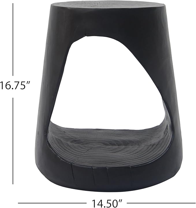 ø14.5'' Side Table End Table for Living Room, Modern Retro Farmhouse Countryside Style, Magnesium Oxide Material for Indoor & Outdoor, No Assembly, Wood Grain, Black