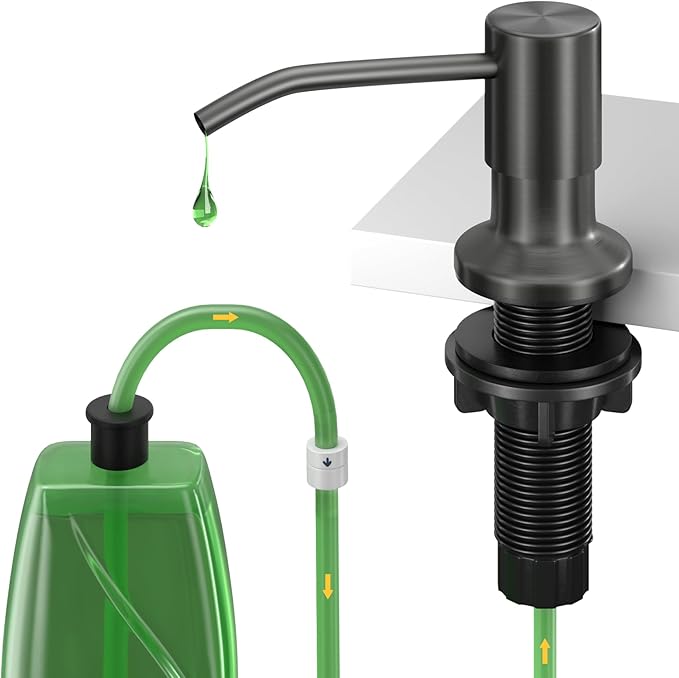 Kitchen Sink Soap Dispenser, Built in SoapDispenser, 47" Extension Tube kit, Counter Lotion Dispenser Pump, No Need More Refills (Gray)