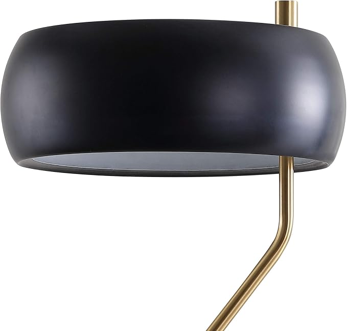 JONATHAN Y 22.5" Mid-Century Modern Desk Lamp, Black and Brass Gold Metal Bedside Lamp for Living Room, Bedroom Nightstand, Minimalist Office Task Lamp Black Metal Shade, LED Bulb Included JYL6008A