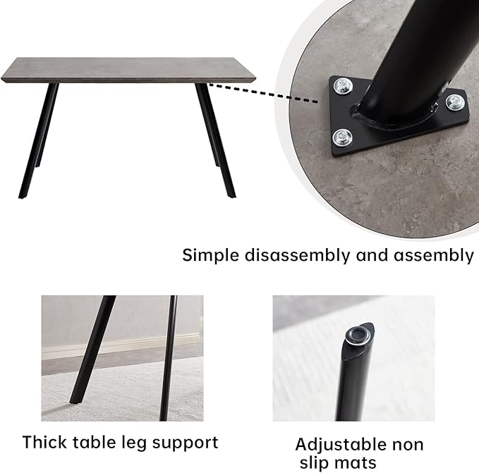ZckyCine 46.5" Modern Dining Table Set for 4-6 People Kitchen Dining Room Table Set Extendable Wood Dining Table and 4 Upholstered Chairs, Home Kitchen Furniture