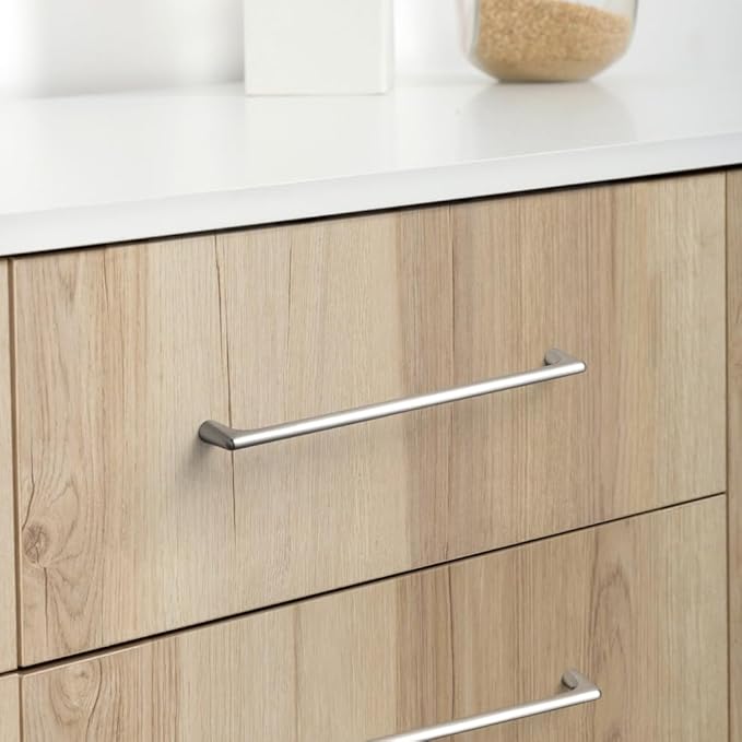 Goo-Ki Satin Nickel Cabinet Pulls with 7.6'' Hole Centers, Modern Style Zinc Alloy Cabinet Handles for Dresser,Wardrobe,Cupboard- 6 Pack