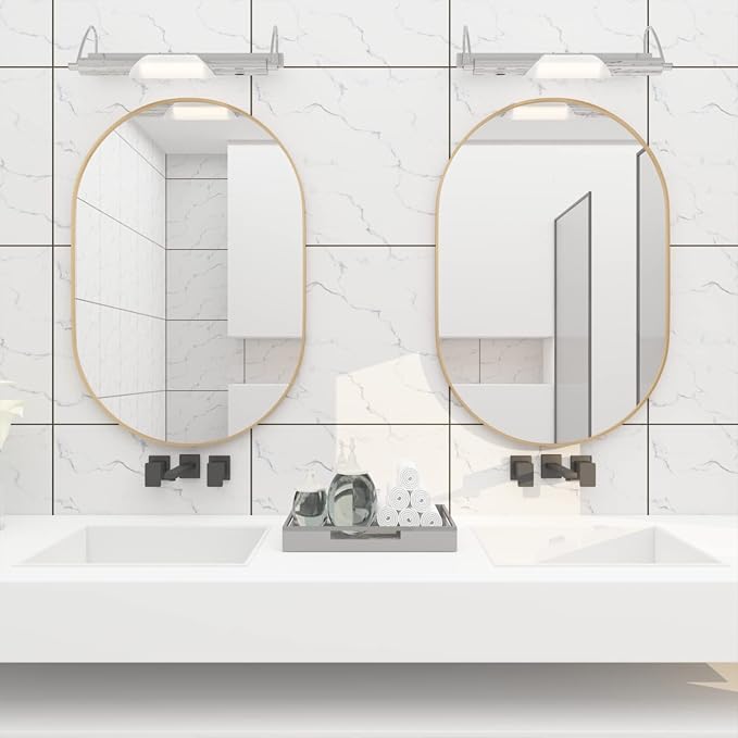 Oval Bathroom Mirror Capsule Wall Vanity Mirror, 2 Pieces 20"x30" Pill Mirrors Wall Mounted Mirror, Large Modern Mirror with Gold Metal Frame, Decor for Entryway, Bedroom, Living Room