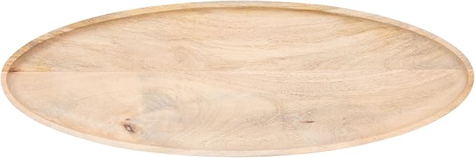 Kate and Laurel Tomaz Modern Decorative Mango Wood Oval Footed Tray, 23 x 7, Light Natural, Transitional Food-Safe Wooden Coffee Table Tray with Elevated Design and Unique Oval Shape