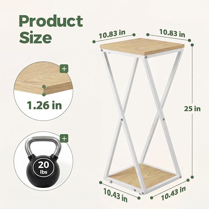 Bamworld Tall Plant Stand Indoor Corner Plant Shelf Tiered Plant Stand Wood Plant Table Heavy Duty Flower Pot Stands Metal Plant Holder for Living Room Bedroom Hallway(White)