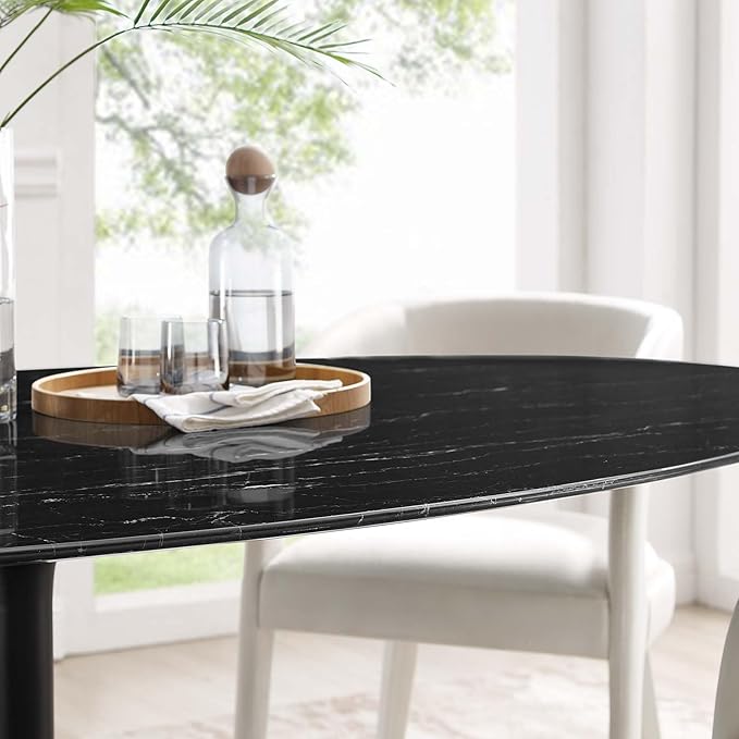 Modway Lippa Oval Artificial Marble 78" Dining Table