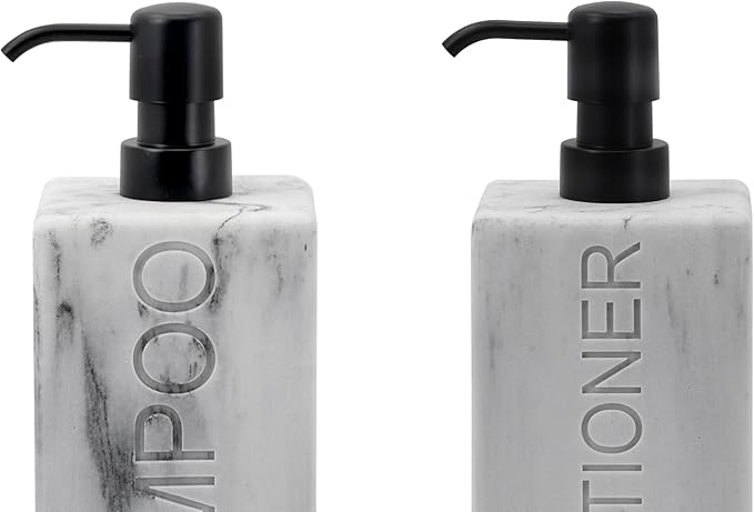 Rectangular Resin Dispenser Premium Bathroom Shampoo Conditioner Body Wash Bottle Modern Refillable Pump Design
