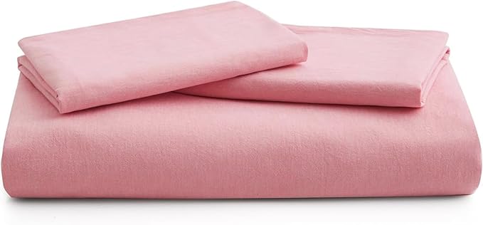 LOVQUE Pink Cotton Duvet Cover Queen Size, Linen Like Natural Bedding Set with Zipper Closure (No Comforter), 90x90 Inches