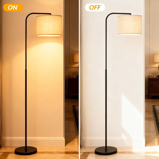 Floor Lamp for Living Room and Bedroom - Modern Standing Lamps Tall with Dimmable LED Bulb and Remote Control - Black Stand Arc Light With Shade for Reading Home Decor Corner and office（Black）