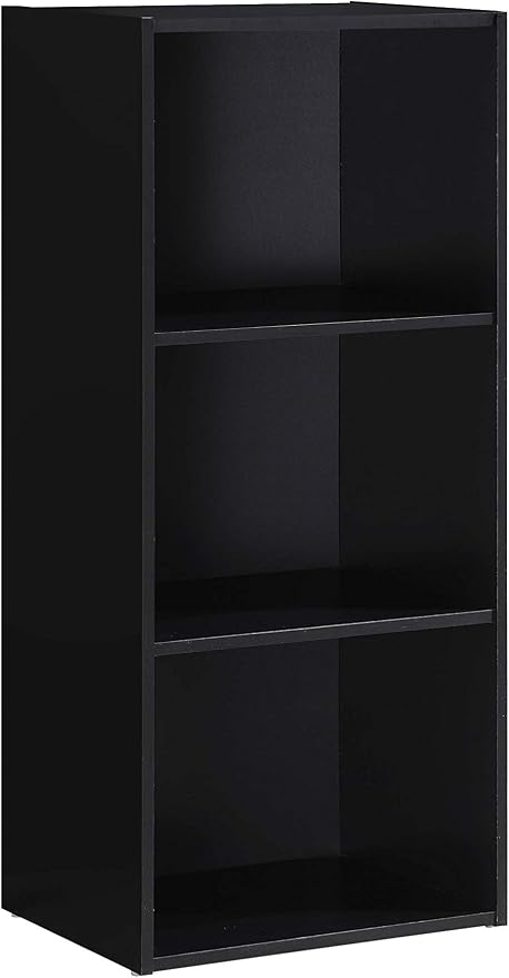 Hodedah Import 3 Shelf Bookcase, Black